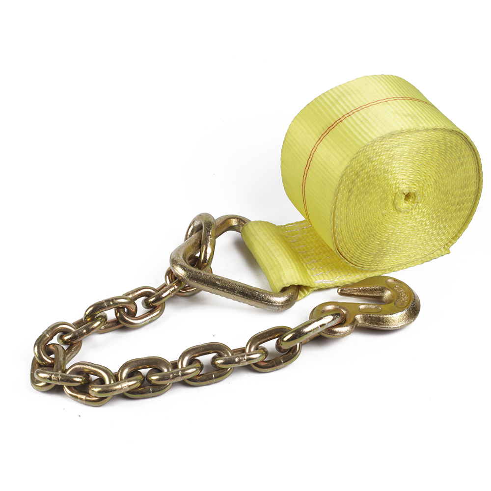 Cargo Control Ratchet Tie Down Winch Strap with Extension Chain