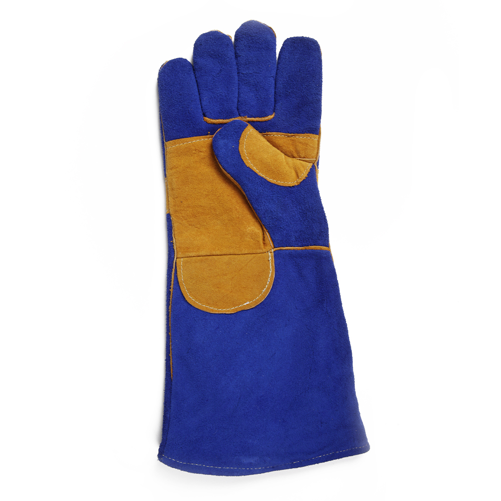 16 Inch Large Blue Premium Leather Welding Gloves